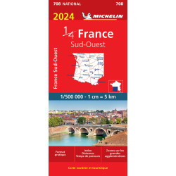 Carte routière michelin et tourisme - 708 1/4 FRANCE SUD-OUEST 2024
