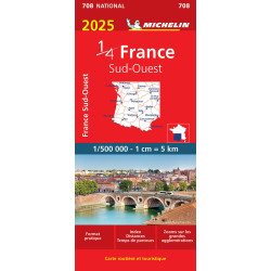 Carte routière michelin et tourisme -  708 1/4 FRANCE SUD-OUEST 2025