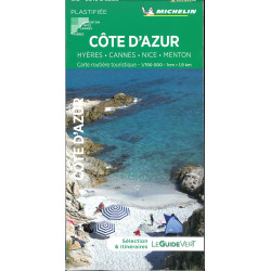 Carte routière et touristique COTE D AZUR - HYERES-CANNES-NICE- MENTON - PLASTIFIEE