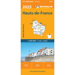 Carte routière et touristique Michelin -  511 HAUTS DE FRANCE 2025