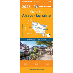Carte routière et touristique Michelin -  516 ALSACE LORRAINE 2025