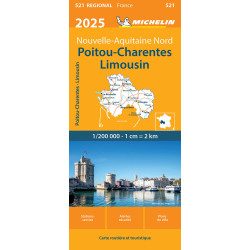 Carte routière et touristique Michelin -  521 POITOU- CHARENTES LIMOUSIN 2025