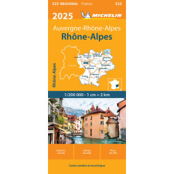 Carte routière et touristique Michelin -  523 RHONE ALPES 2025