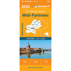 Carte routière et touristique Michelin -  525 MIDI-PYRENEES 2025
