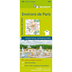 Carte routière et tourisme Michelin - ENVIRONS DE PARIS JUSQU'À 50KM AUTOUR DE PARIS