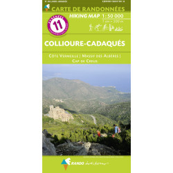 Carte randonnée 11 COLLIOURE-CADAQUES COTE VERMEILLE - MASSIF DES ALBERES