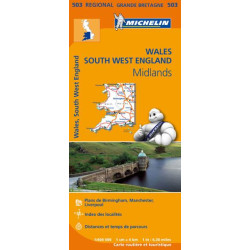 Carte routière et touristique Michelin -  P GALLES SUD OUEST MIDLAND