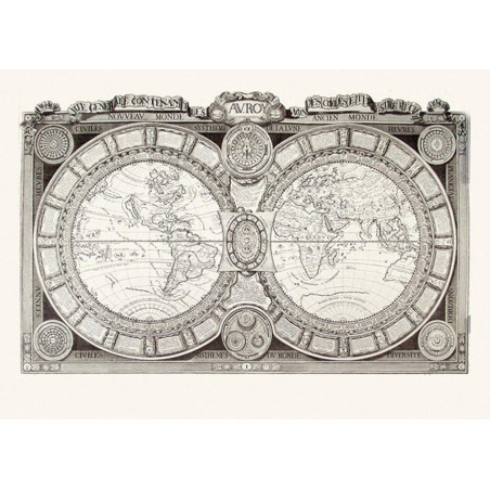 Carte LE MONDE CONNU EN 1688 73 CM X 105 CM