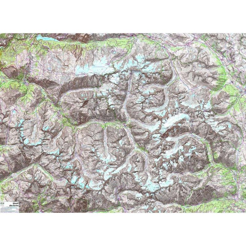 Carte randonnée POSTER PLASTIFIE MASSIF DES ECRINS 137X100 Carte randonnée POSTER PLASTIFIE MASSIF DES ECRINS 137X100