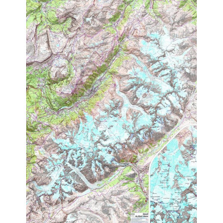Carte POSTER PLASTIFIE MASSIF MONT BLANC 100X131