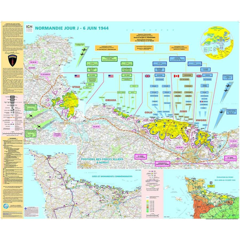 Carte POSTER PLASTIFIE NORMANDIE JOUR J 121 CM X 100 CM Carte POSTER PLASTIFIE NORMANDIE JOUR J 121 CM X 100 CM