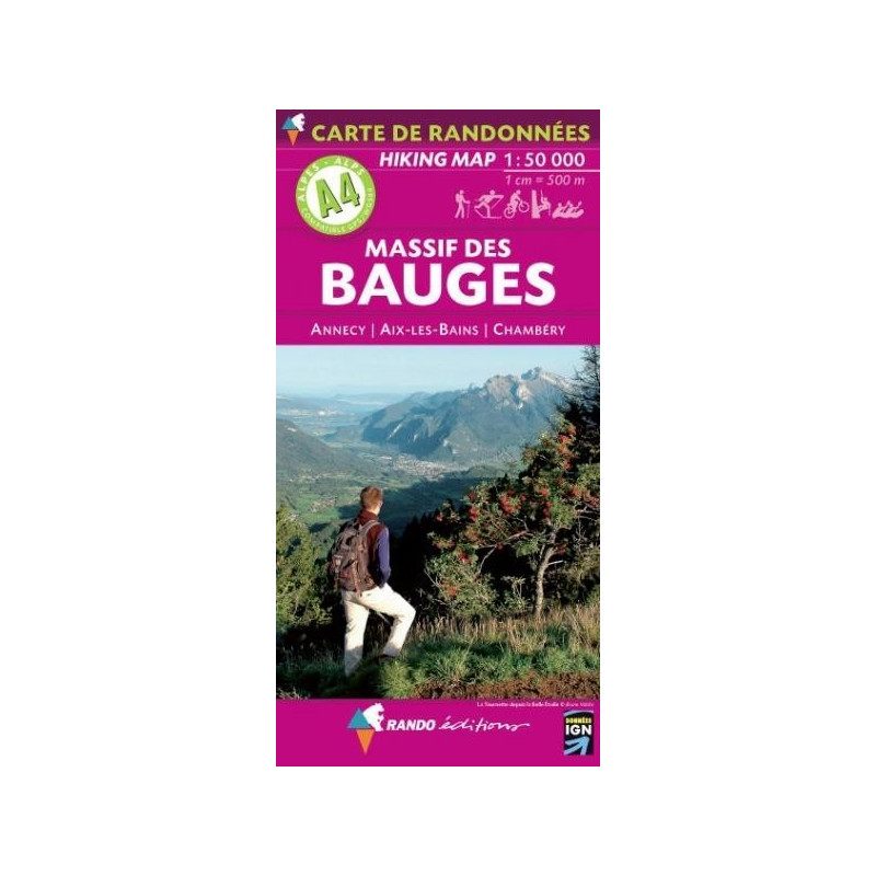 Achat Carte randonnées - Massif des Bauges - Randoéditions A4