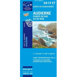 Achat Carte randonnées IGN Audierne - Pointe du Raz -Ile de Sein - 0419 ET