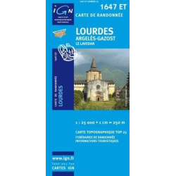 Achat Carte randonnées IGN Lourdes - 1647 ET