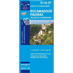 Achat Carte randonnées IGN Rocamadour Padirac - Vallée de la Dordogne - 2136 ET