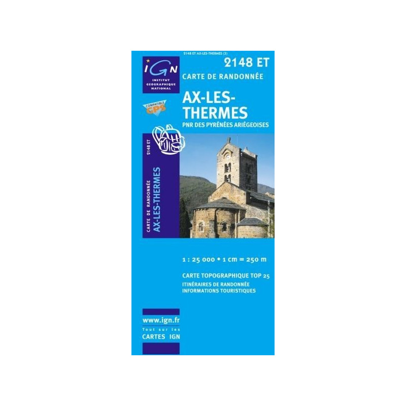 Achat Carte randonnées IGN Ax Les Thermes - PNR des Pyrénées Ariégeoises - 2148 ET