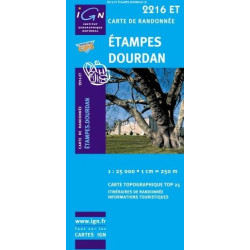 Achat Carte randonnées IGN Etampes Dourdan - 2216 ET