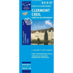Achat Carte randonnées IGN Clermont Creil - Forêt de Hez Froidmont - 2312 ET