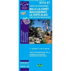 Achat Carte randonnées IGN Milly La Forêt Malesherbes La Ferté Alais - Forêt des trois Pignons - 2316 ET