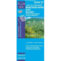 Achat Carte randonnées IGN Montagne Noire (Est) - Mazamet - 2344 ET