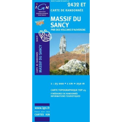 Achat Carte randonnées IGN Massif du Sancy - PNR des volcans d'Auvergne - 2432 ET
