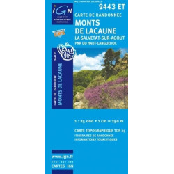 Achat Carte randonnées IGN Monts De Lacaune - La Salvetat sur Agout - 2443 ET