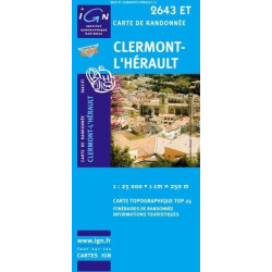 Achat Carte randonnées IGN Clermont l'Hérault - 2643 ET