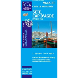 Achat Carte randonnées IGN Sète Cap d'Agde - Etang de Thau - 2645 ET