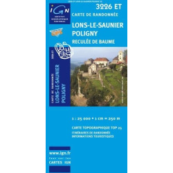 Achat Carte randonnées IGN Lons Le Saunier Poligny - Reculée de Baume - 3226 ET