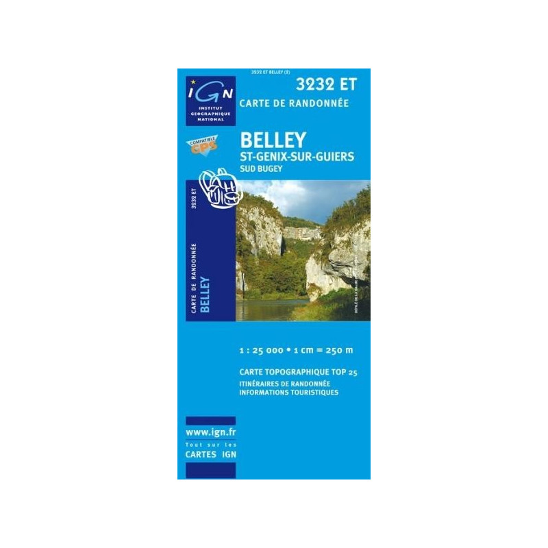 Achat Carte randonnées IGN Belley - St Genix sur Guiers - 3232 ET