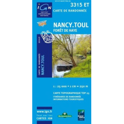 Achat Carte randonnées IGN Nancy Toul - Forêt de Haye - 3315 ET
