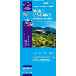 Achat Carte randonnées IGN Digne Les Bains - Sisteron Les Mées - 3340 ET
