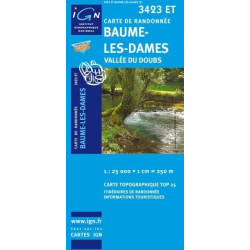Achat Carte randonnées IGN Baume Les Dames - Vallée du Doubs - 3423 ET