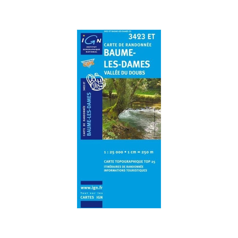 Achat Carte randonnées IGN Baume Les Dames - Vallée du Doubs - 3423 ET