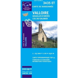 Achat Carte randonnées IGN Valloire - Aiguilles d'Arves Col du Galibier - 3435 ET