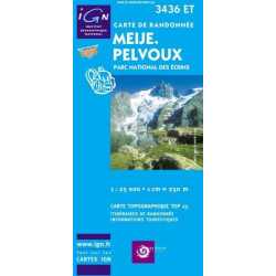 Achat Carte randonnées IGN Meije Pelvoux - Parc National des Ecrins - 3436 ET