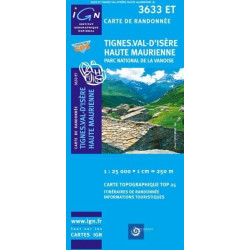 Achat Carte randonnées IGN Tignes Val d'Isère Haute Maurienne - Parc National de la Vanoise - 3633 ET