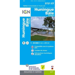 Achat Carte randonnées IGN Huningue Bâle - Sundgau - 3721 ET