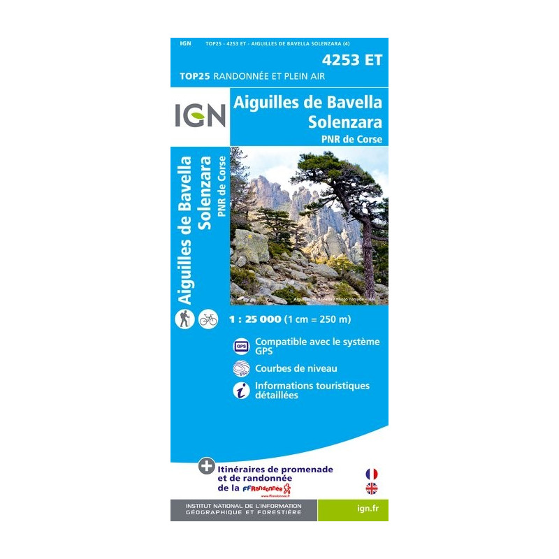 Achat Carte randonnées IGN Aiguilles De Bavella Solenzara - PNR de Corse - 4253 ET