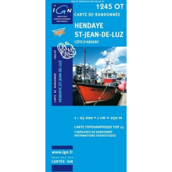 Achat Carte randonnées IGN - 1245 OT - Handaye St Jean de Luz - Côte d'Argent