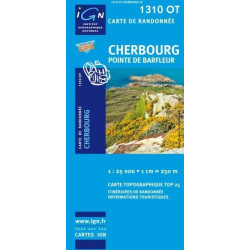 Achat Carte randonnées IGN - 1310 OT - Cherbourg - Pointe de Barfleur