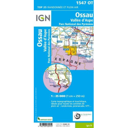 Achat Carte randonnées IGN - Ossau - Vallée d'Aspe - 1547 OT