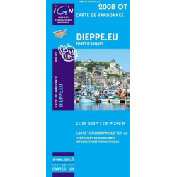 Achat Carte randonnées IGN - 2008 OT - Dieppe Eu - Forêt d'Arques
