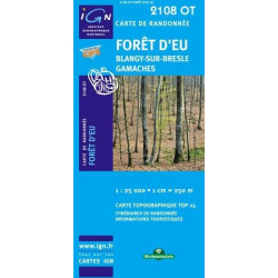 Achat Carte randonnées IGN - 2108 OT - Forêt d'Eu - Blangy sur Bresle Gamaches