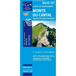 Achat Carte randonnées IGN - 2435 OT - Monts Du Cantal - PNR des volcans d'Auvergne