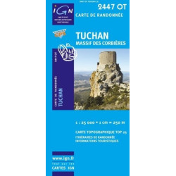 Achat Carte randonnées IGN - 2447 OT - Tuchan - Massif des Corbières