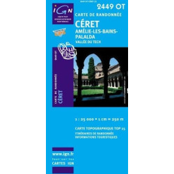 Achat Carte randonnées IGN - 2449 OT - Céret - Amélie les Bains Palalda