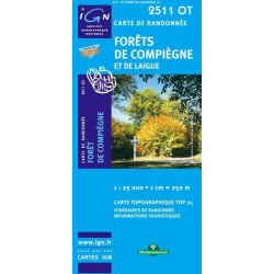 Achat Carte randonnées IGN - 2511 OT - Forêts De Compiègne Et De Laigue