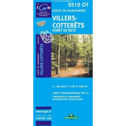 Achat Carte randonnées IGN - 2512 OT - Villers Cotterêts - Forêt de Retz