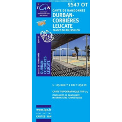 Achat Carte randonnées IGN - 2547 OT - Durban Corbières Leucate - Plages du Roussillon